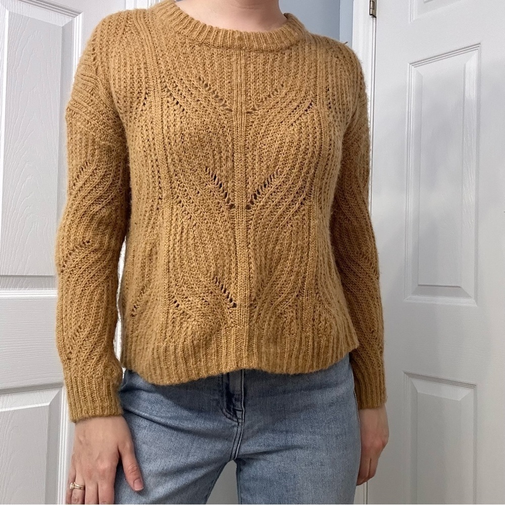 Madewell Sweater Knit Pullover Brown Alpaca Minimalist Neutral Work Size Small
